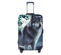 LHDGBNV Wolf Under Moon Travel Luggage Cover Suitcase Protector Washable Elastic Suitcase Cover Anti-Scratch Luggage Protector Travel Suitcase Baggage Cover Fits 18-32 Inch Suitcase, Black, M