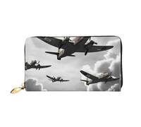LHDGBNV World War Leather Wallets For Women Waterproof Zip Around Clutch Purses Large Credit Card Holder With Phone Holder Ladies Travel Coin Purse, Black, One Size, Casual