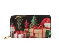 LHDGBNV Xmas Decoration Christmas Gift Leather Wallets For Women Waterproof Zip Around Clutch Purses Large Credit Card Holder With Phone Holder Ladies Travel Coin Purse, Black, One Size, Casual