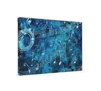 LHDGBWC Canvas Wall Art for Living Room Wall Decor Modern Artwork Painting Pictures Hanging 12"x8" Canvas Prints Blue Musical Notes Aesthetic Wall Art for Bedroom Bathroom Office Wallart Decor
