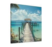 LHDGBWC Canvas Wall Art for Living Room Wall Decor Modern Artwork Painting Pictures Hanging Canvas Prints Tropical pier Aesthetic Wall Art for Bedroom Bathroom Office Wall Art Decor 12"x12"