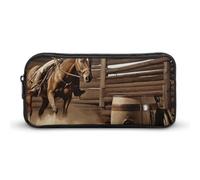 LHDGSJE American West Rodeo Pencil Case Light Weight Pencil Bag Pen Pouch Large Capacity Office Stationery Organizer