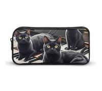 LHDGSJE Black Cats Lying on The Piano Keyboard Pencil Case Light Weight Pencil Bag Pen Pouch Large Capacity Office Stationery Organizer