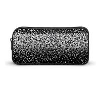 LHDGSJE Black White Glitter Pencil Case Light Weight Pencil Bag Pen Pouch Large Capacity Office Stationery Organizer