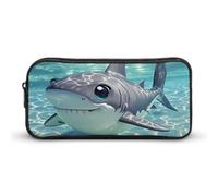 LHDGSJE Cartoon Shark Floating in Water Pencil Case Light Weight Pencil Bag Pen Pouch Large Capacity Office Stationery Organizer