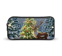 LHDGSJE Christmas Tree And Reindeer Pencil Case Light Weight Pencil Bag Pen Pouch Large Capacity Office Stationery Organizer