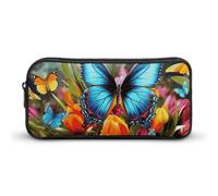 LHDGSJE Colourful Butterfly And Floral Pencil Case Light Weight Pencil Bag Pen Pouch Large Capacity Office Stationery Organizer