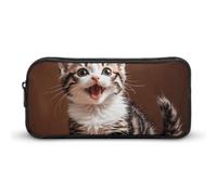 LHDGSJE Cute Happy Kitten Pencil Case Light Weight Pencil Bag Pen Pouch Large Capacity Office Stationery Organizer