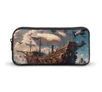 LHDGSJE Fantasy Pirate Ship Pencil Case Light Weight Pencil Bag Pen Pouch Large Capacity Office Stationery Organizer