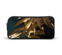 LHDGSJE Golden Plant Leaves Pencil Case Light Weight Pencil Bag Pen Pouch Large Capacity Office Stationery Organizer