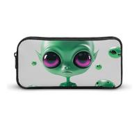 LHDGSJE Green Alien Pencil Case Light Weight Pencil Bag Pen Pouch Large Capacity Office Stationery Organizer