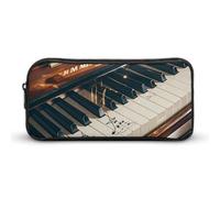 LHDGSJE Piano Keys with Musical Notes Pencil Case Light Weight Pencil Bag Pen Pouch Large Capacity Office Stationery Organizer