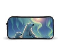LHDGSJE Polar Bears & Northern Lights Pencil Case Light Weight Pencil Bag Pen Pouch Large Capacity Office Stationery Organizer