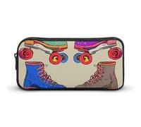 LHDGSJE Retro Colorful Roller Skates Pencil Case Light Weight Pencil Bag Pen Pouch Large Capacity Office Stationery Organizer