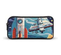 LHDGSJE Rocket Clipart Space Ship Pencil Case Light Weight Pencil Bag Pen Pouch Large Capacity Office Stationery Organizer