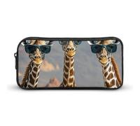 LHDGSJE Three Giraffes Wearing Sunglasses Pencil Case Light Weight Pencil Bag Pen Pouch Large Capacity Office Stationery Organizer