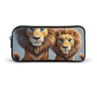 LHDGSJE Two Lions Pencil Case Light Weight Pencil Bag Pen Pouch Large Capacity Office Stationery Organizer