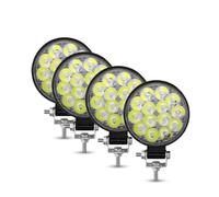 Lhdktee Car Headlight 48W Car LED Barra Headlights Bar Worklight MINI 16SMD Square Round Work Light 12V Auto For Jeep Truck 4X4 SUV ATV Headlamp Assembly(4pc 42W round)