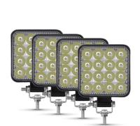 Lhdktee Car Headlight 48W Car LED Barra Headlights Bar Worklight MINI 16SMD Square Round Work Light 12V Auto For Jeep Truck 4X4 SUV ATV Headlamp Assembly(4pc 48W squared)