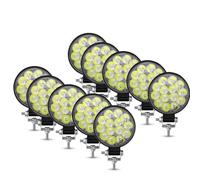 Lhdktee Car Headlight 48W Car LED Barra Headlights Bar Worklight MINI 16SMD Square Round Work Light 12V Auto For Jeep Truck 4X4 SUV ATV Headlamp Assembly(10pc 42W round)