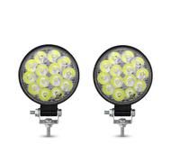Lhdktee Car Headlight 48W Car LED Barra Headlights Bar Worklight MINI 16SMD Square Round Work Light 12V Auto For Jeep Truck 4X4 SUV ATV Headlamp Assembly(2pc 42W round)