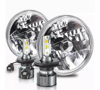 Lhdktee Car Headlight 7inch Round LED Headlight Assembly With 12V H4 6500K 20000LM Super Bright White Bulbs For Chevy Nova 1963-1978 Headlamp Assembly