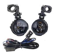 Lhdktee Headlamp Headlight Motorcycle Fog Lights Led Auxiliary Driving Lamp Moto Headlight Spotlights 100W Wired Switch Dual Color