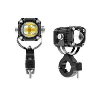 Lhdktee Motorcycle Spotlight For Motorcycle Projection LED Headlight Lens Bi-color Auxiliary Spotlight Red Flashing Warning Light(No Switch)