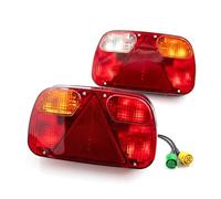 Lhdktee Side Mirror Blinker Lamp 1Set 12V Trailer Tail Light Rear Stop Brake Fog Signal Lamp Wiring Harness 5 Core Cable For Car Truck Lorry Van