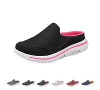 LHEZXS Women's Mesh Flat Mules Women's Orthopedic Slip On Sandals,Non Slip Walking Shoes Breathable Mesh Lightweight Sneakers,Summer Hollow-Out Slides-Black Rose Red-41