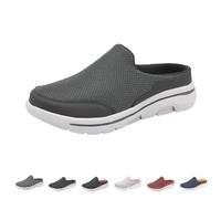 LHEZXS Women's Mesh Flat Mules Women's Orthopedic Slip On Sandals,Non Slip Walking Shoes Breathable Mesh Lightweight Sneakers,Summer Hollow-Out Slides-Dark Gray-47