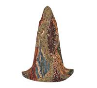 LHFIOHIRG African Textile Patchwork Teenagers Halloween Hooded Cape Long Cloak with Oversized Hood for Cosplay Costume Parties
