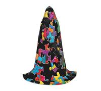 LHFIOHIRG Autism Awareness Puzzle Pieces Heart Teenagers Halloween Hooded Cape Long Cloak with Oversized Hood for Cosplay Costume Parties