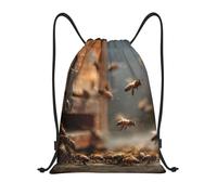 LHFIOHIRG (Bees collecting honey) Drawstring Backpack Gym Bag Lightweight Sports Sack Bag for Men Women