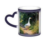 LHFIOHIRG (Big White Goose) 330 ml Color Changing Mug Heat Sensitive Ceramic Cup Magic Coffee Mug with Heart-Shaped Handle