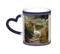 LHFIOHIRG (Big White Goose) 330 ml Color Changing Mug Heat Sensitive Ceramic Cup Magic Coffee Mug with Heart-Shaped Handle