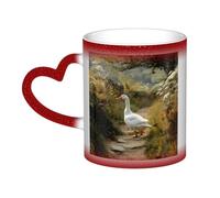LHFIOHIRG (Big White Goose) 330 ml Color Changing Mug Heat Sensitive Ceramic Cup Magic Coffee Mug with Heart-Shaped Handle