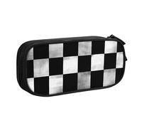 LHFIOHIRG (Black and White Rectangular) Large Capacity Pencil Case Double Layer Pen Bag Zipper Stationery Organizer Makeup Pouch for School Office Travel