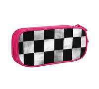 LHFIOHIRG (Black and White Rectangular) Large Capacity Pencil Case Double Layer Pen Bag Zipper Stationery Organizer Makeup Pouch for School Office Travel