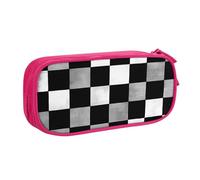 LHFIOHIRG (Black and White Rectangular) Large Capacity Pencil Case Double Layer Pen Bag Zipper Stationery Organizer Makeup Pouch for School Office Travel