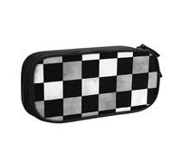 LHFIOHIRG (Black and White Rectangular) Large Capacity Pencil Case Double Layer Pen Bag Zipper Stationery Organizer Makeup Pouch for School Office Travel
