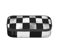 LHFIOHIRG (Black and White Rectangular) Large Capacity Pencil Case Pen Pouch with Zipper Storage Organizer for School Office Supplies