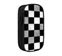 LHFIOHIRG (Black and White Rectangular) Large Capacity Pencil Case Zipper Pen Bag Stationery Organizer Makeup Pouch for School Office Travel