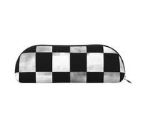 LHFIOHIRG (Black and White Rectangular) Pencil Case Stylish Pen Pouch Portable Pencil Bag Zipper Cosmetic Storage Pouch for Office School Travel