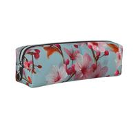 LHFIOHIRG Cherry Blossoms Leather Pencil Case Pen Pouch with Zipper Multifunction Makeup Bag Stationery Organizer for School Office Travel