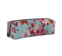 LHFIOHIRG Cherry Blossoms Leather Pencil Case Pen Pouch with Zipper Multifunction Makeup Bag Stationery Organizer for School Office Travel