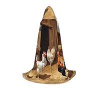 LHFIOHIRG Chicken And Rooster Print Teenagers Halloween Hooded Cape Long Cloak with Oversized Hood for Cosplay Costume Parties
