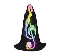 LHFIOHIRG Colorful Music Notes Teenagers Halloween Hooded Cape Long Cloak with Oversized Hood for Cosplay Costume Parties
