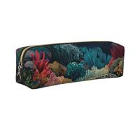 LHFIOHIRG Coral reefs Leather Pencil Case Pen Pouch with Zipper Multifunction Makeup Bag Stationery Organizer for School Office Travel
