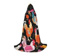 LHFIOHIRG Cute Rooster Chickens Teenagers Halloween Hooded Cape Long Cloak with Oversized Hood for Cosplay Costume Parties